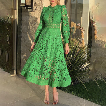 Vintage Embroidery Hollow Dress