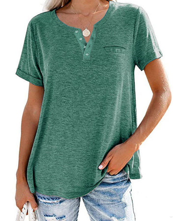 V-Neck Short Sleeve Loose T-Shirt